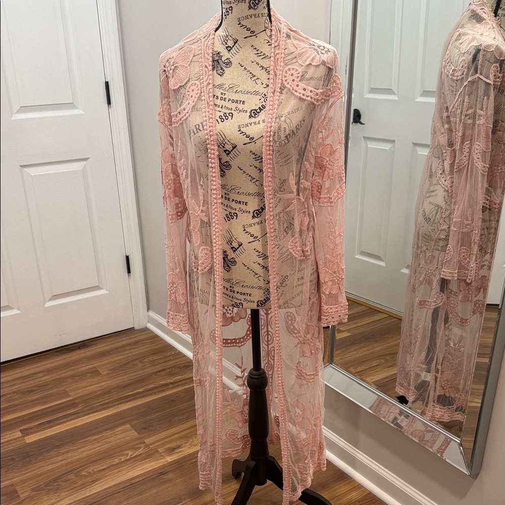 Almost Famous Pink Lace Swim Coverup
